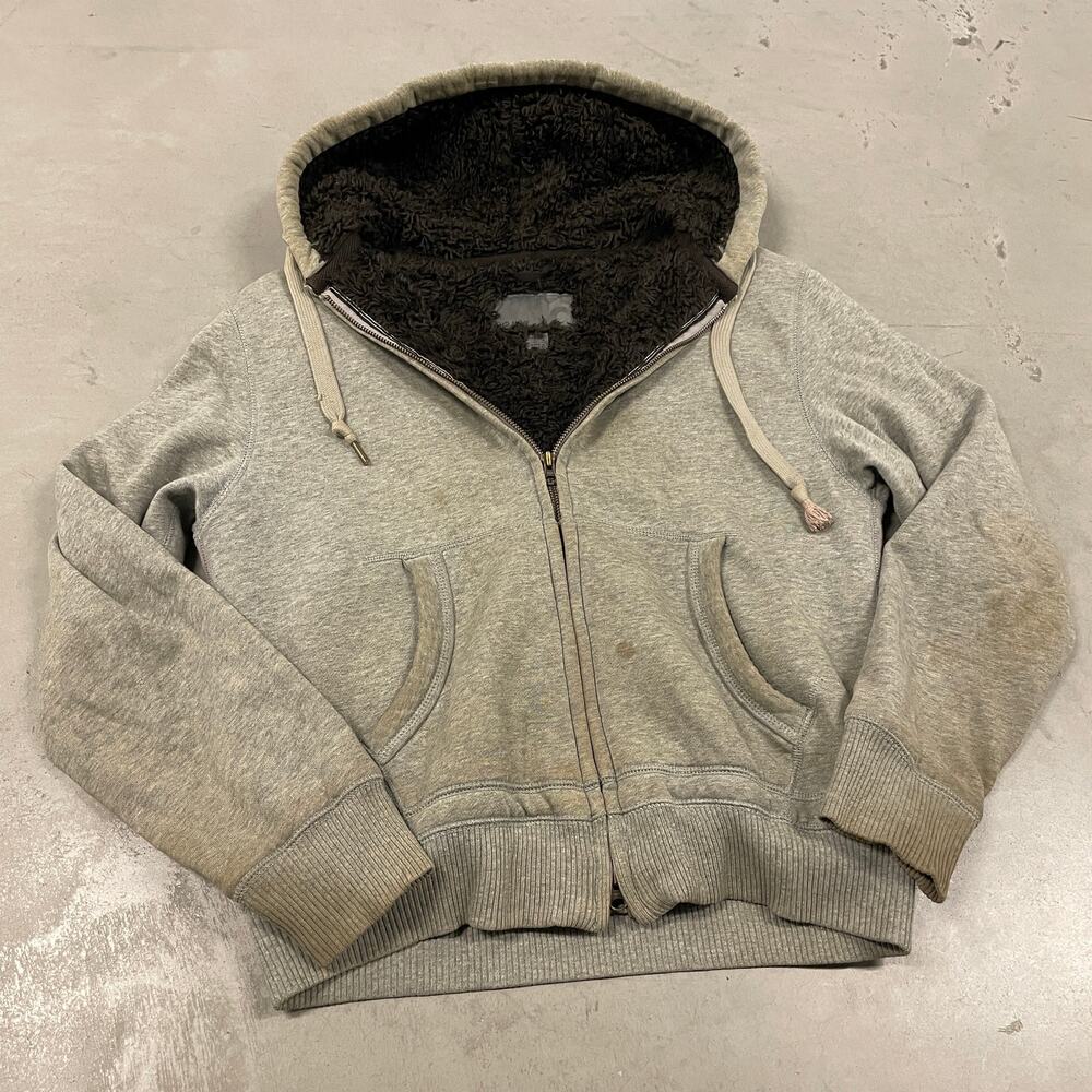 vintage y2k distressed thrashed old navy fur lined hoodie